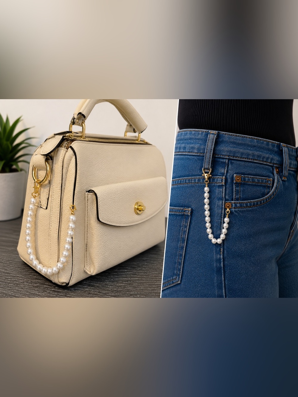 Pearl bag pant chain charm